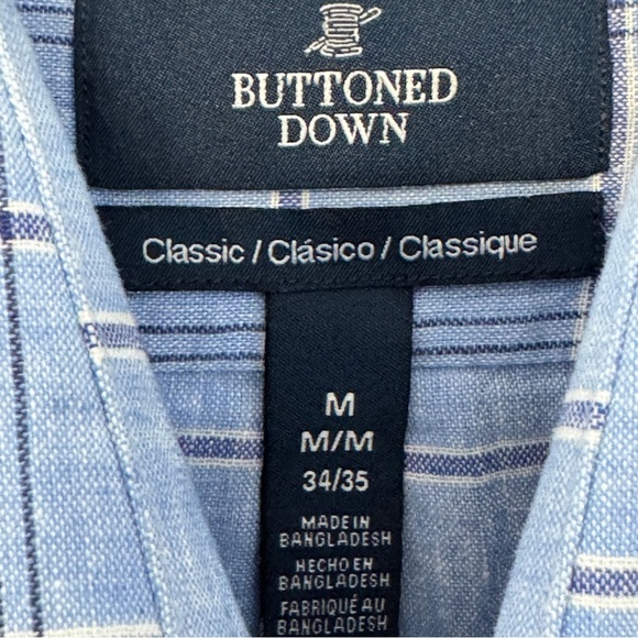 Buttoned Down Blue Linen Blend Check Long Sleeve Shirt Men’s Medium - Picture 4 of 6